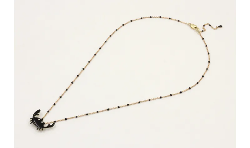 Solitario cadena micro esmalte negro con colgante 