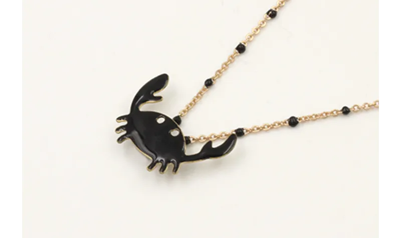 Solitario cadena micro esmalte negro con colgante 