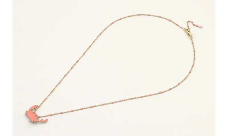 Solitario cadena micro esmalte rosa con colgante c