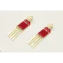 Pendientes perno disco dorado con semicirculo y cu