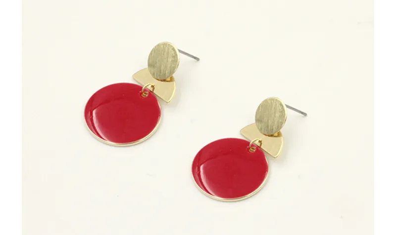 Pendientes perno disco dorado con disco esmaltado 