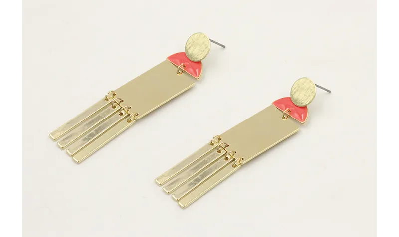 Pendientes disco dorado con semicirculo esmaltado 