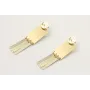 Pendientes perno disco dorado con rectangulo y lis
