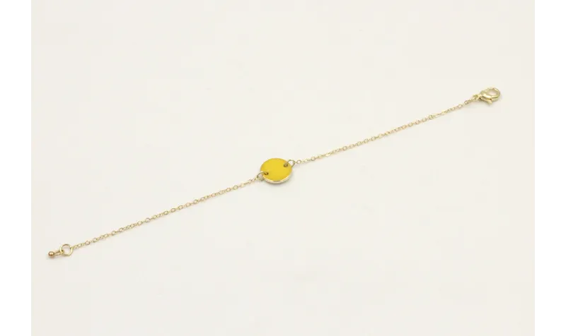 Pulsera cadena eslabón pequeño dorado con circulo