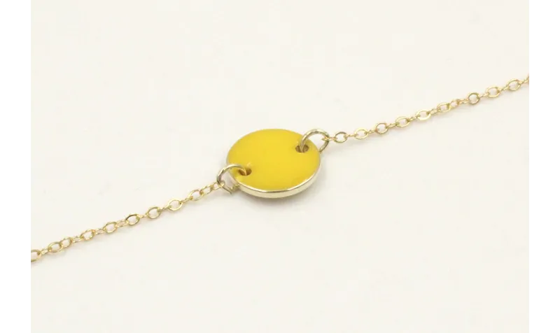Pulsera cadena eslabón pequeño dorado con circulo 