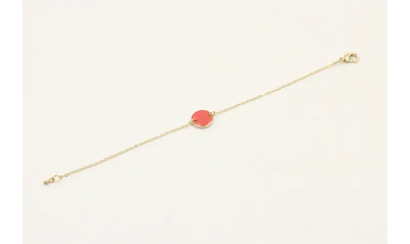 Pulsera cadena eslabón pequeño dorado con circulo