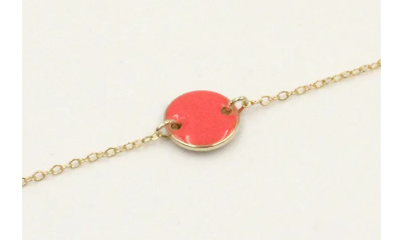 Pulsera cadena eslabón pequeño dorado con circulo