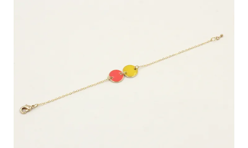 Pulsera cadena eslabón pequeño dorado con circulos