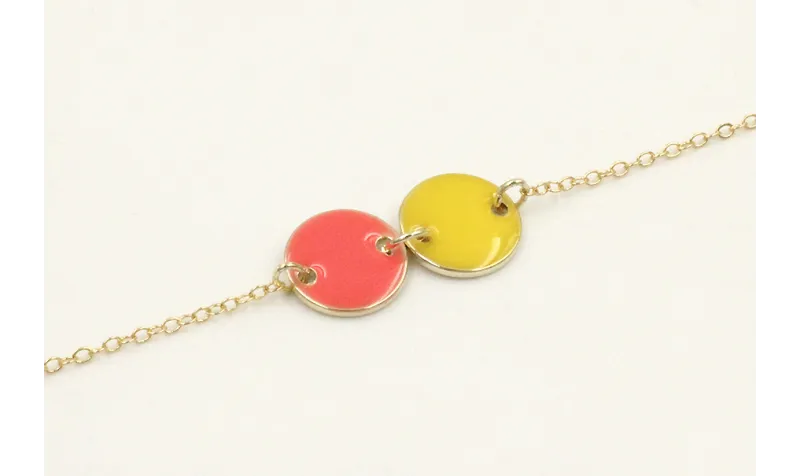 Pulsera cadena eslabón pequeño dorado con circulos