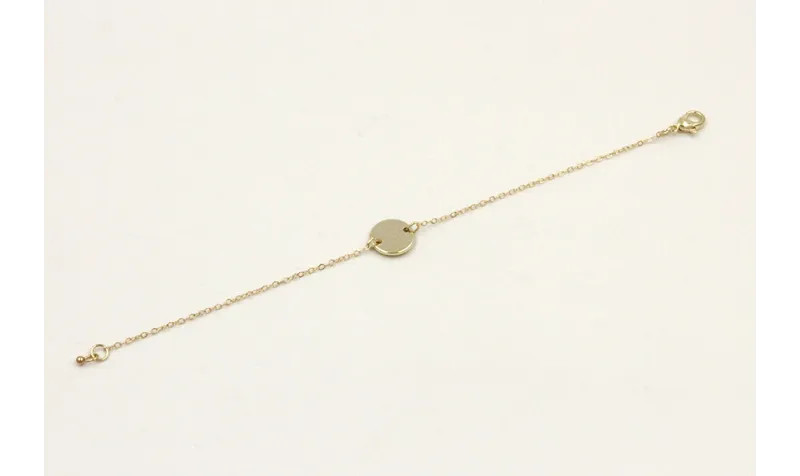 Pulsera cadena eslabón pequeño dorado con circulo