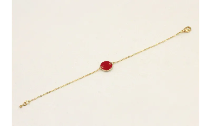 Pulsera cadena eslabón pequeño dorado con circulo