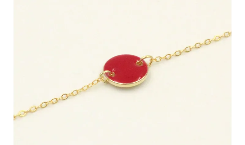Pulsera cadena eslabón pequeño dorado con circulo