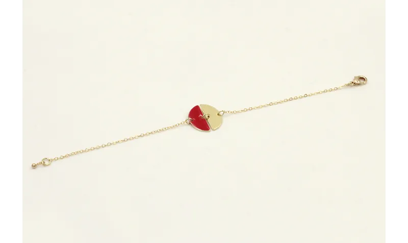 Pulsera cadena eslabón pequeño dorado con 2 semicr