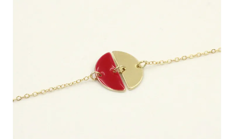 Pulsera cadena eslabón pequeño dorado con 2 semicr