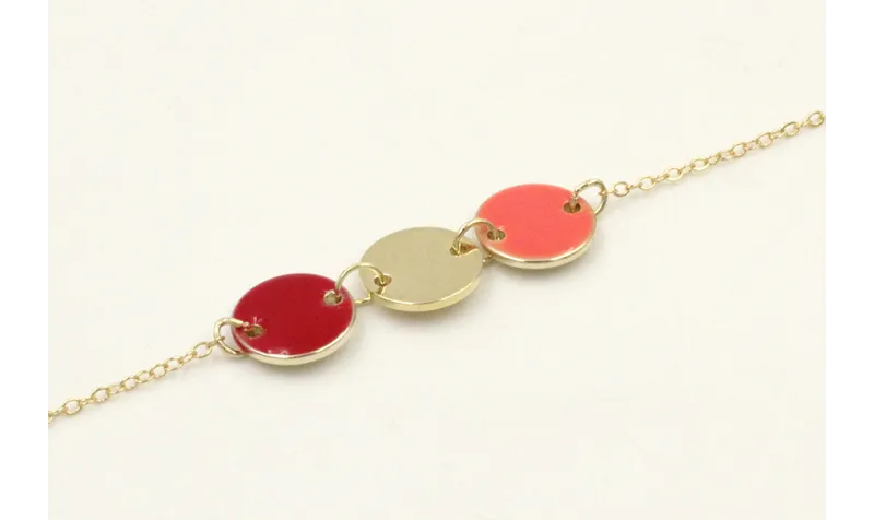 Pulsera cadena eslabón pequeño dorado con circulos