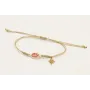 Pulsera hilo dorado palido con entrepieza cruz esm