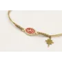 Pulsera hilo dorado palido con entrepieza cruz esm