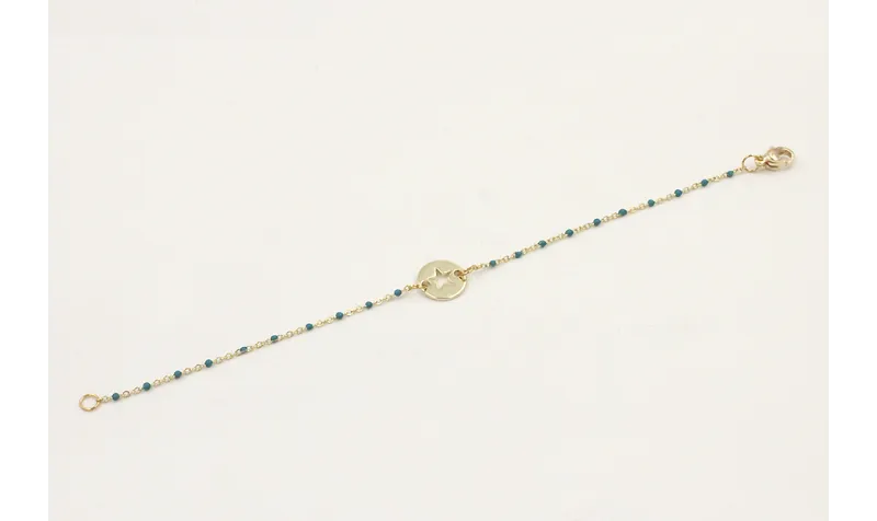 Pulsera cadena acero inoxidable micro esmlate azul