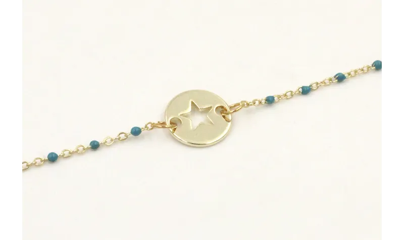 Pulsera cadena acero inoxidable micro esmlate azul