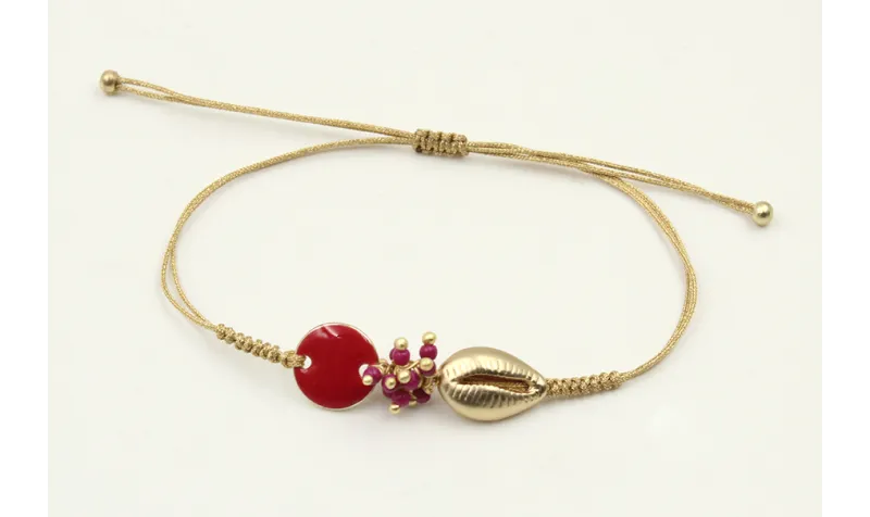 Pulsera hilo dorado palido con nudo serpiente, con