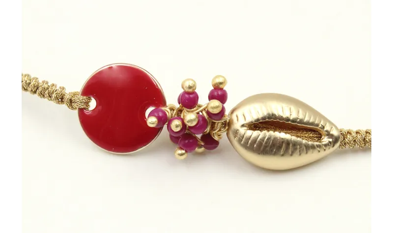 Pulsera hilo dorado palido con nudo serpiente, con