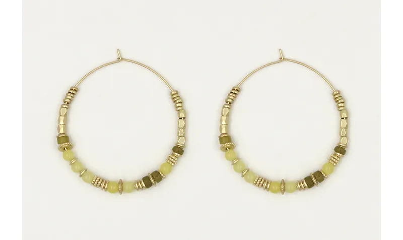 Pendientes aro grande con piezas irregulares dorad