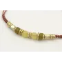 Pulsera hilo macramé oro rosa con rueda estreiada,