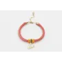 Pulsera seda salmón con aritos de abalorio naranja