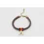 Pulsera seda topo con aritos de abalorio naranja,s