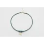 Collar seda verde con aritos de abalorio azul,turq