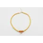 Collar seda amarillo con aritos de abalorio naranj