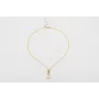 Collar hilo color almibar con nudo macramé dorado 