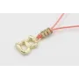 Collar hilo color salmón con nudo macramé dorado p