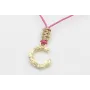 Collar hilo color rosa con nudo macramé dorado pal