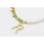 Pulsera con rectangulos facetados verdes, bolas mo