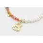 Pulsera con tubos facetados salmón, bolas mostazas
