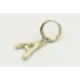 Singel earring cierre aro dorado, colgante letra A