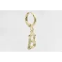 Singel earring cierre aro dorado, colgante letra B