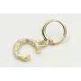 Singel earring cierre aro dorado, colgante letra C