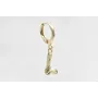 Singel earring cierre aro dorado, colgante letra L