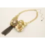 Collar cadena tira plana dorada mate con escamas,f