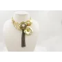 Collar cadena tira plana dorada mate con escamas,f