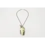 Collar cadena facetada negra con hoja dorada mate 