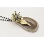 Collar cadena facetada negra con hoja perforada do
