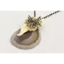 Collar cadena facetada negra con hoja perforada do