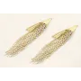 Pendientes perno pluma dorada mate con flecos de c