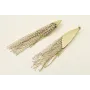Pendientes perno pluma dorada mate con flecos de c