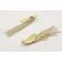 Pendientes perno pluma dorada mate con flecos de c