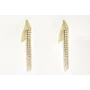 Pendientes perno pluma dorada mate con flecos de c