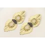 Pendientes hoja estriada con flores rematadas con 